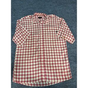 VinTrue Grit Mens Large Red Plaid Short Sleeve Button Down Shirt vintage